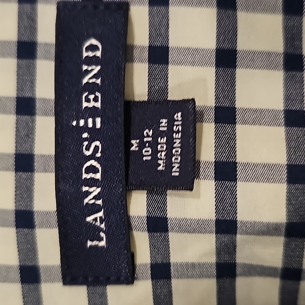 Lands'end Henley plaid L/S tunic top shirt sz M 10 12 - Picture 5 of 9